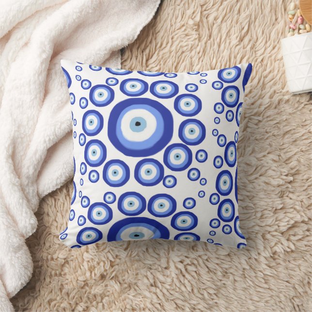 Greek Eye Good Luck Symbol Pattern Cushion (Blanket)