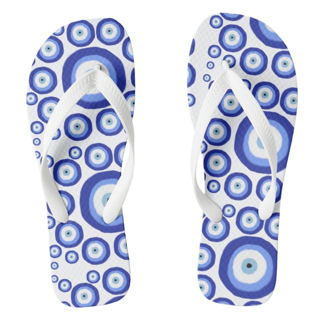 Greek Eye Good Luck Symbol Pattern Jandals (Footbed)