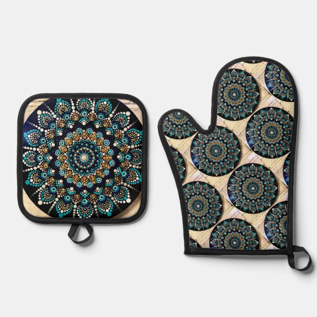 Greek Eye Oven Mitt & Pot Holder Set (Front)