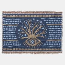 Greek Eye Tree - Mati Mataki gold and dark blue