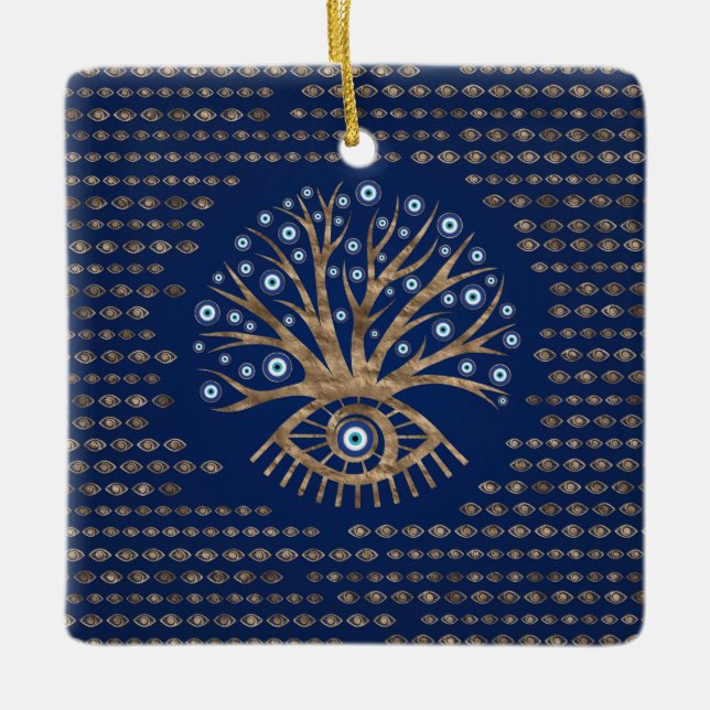 Greek Eye Tree - Mati Mataki - Matiasma Ceramic Ornament (Front)