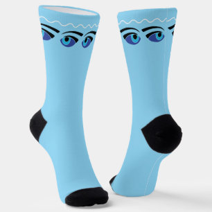 Greek Fishing Boat Protective Eyes Blue Socks