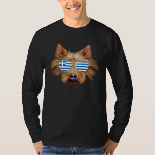Greek Flag Australian Terrier Dog Greece Pocket T-Shirt