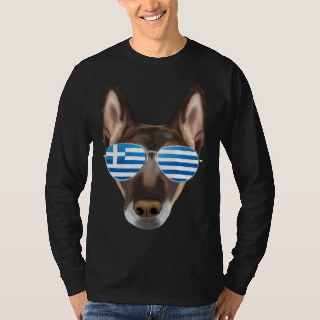 Greek Flag Belgian Malinoi Dog Greece Pocket T-Shirt (Front)