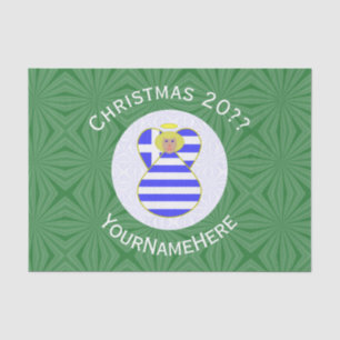 Greek Flag Blonde Christmas Angel Personalised Tissue Paper