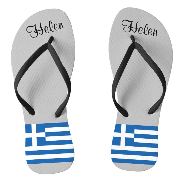 Greek Flag Blue White Monogram  Jandals (Footbed)