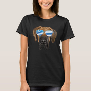 Greek Flag Brown Great Dane Dog Greece Pocket T-Shirt