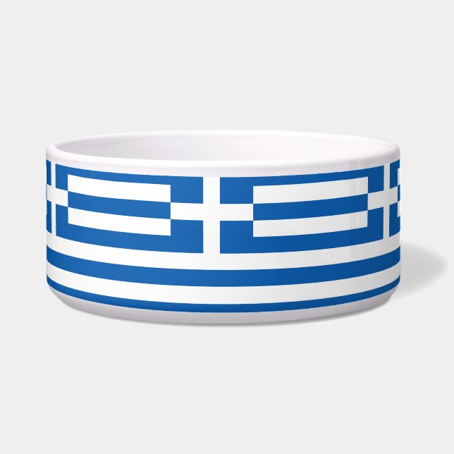 Greek Flag Ceramic Pet Bowl (Dogs/Cats) (Front)