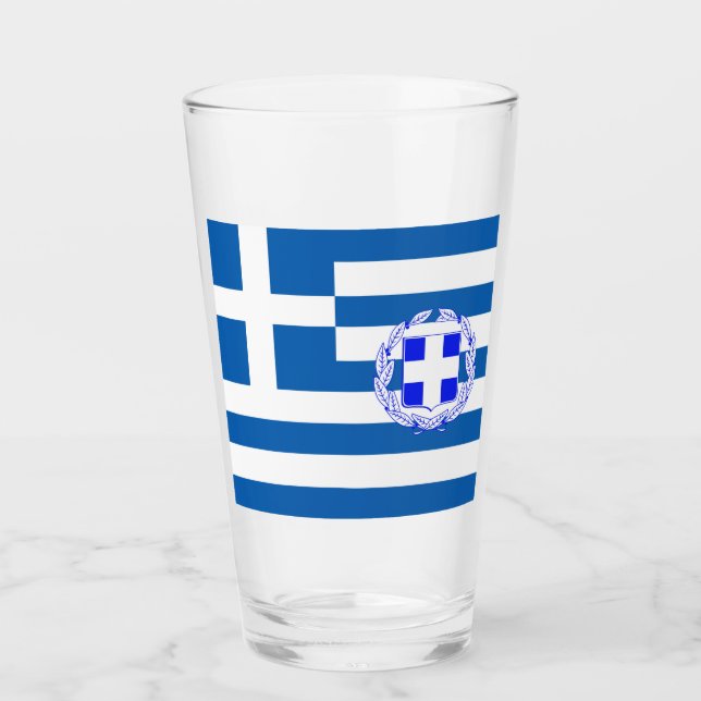 Greek flag-coat of arms   glass (Front)