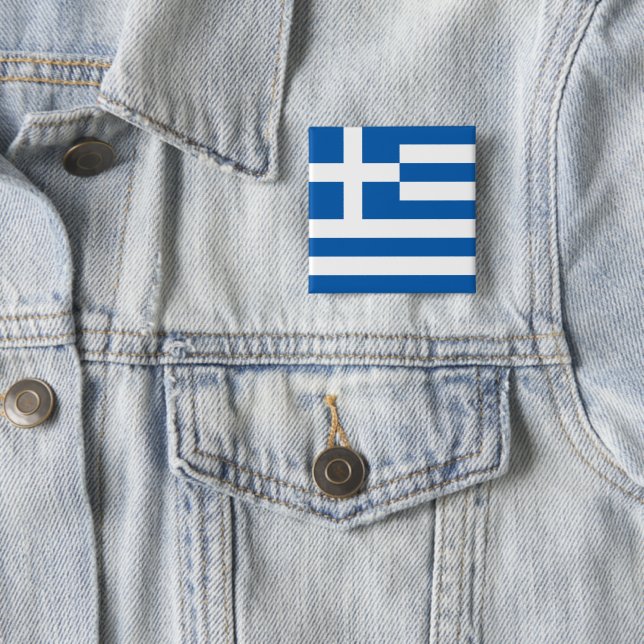 Greek Flag (Greece) 15 Cm Square Badge (In Situ)