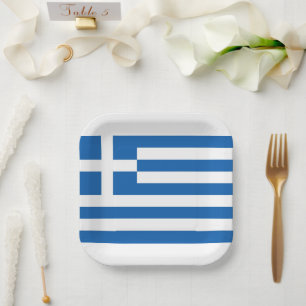 Greek Flag Greece Blue White Paper Napkin Plate