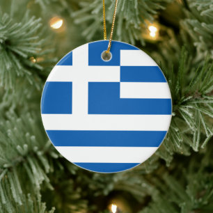Greek Flag (Greece) Ceramic Tree Decoration