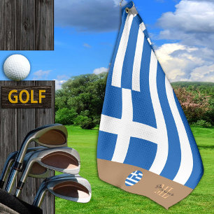 Greek flag & Greece monogrammed Golf Towel