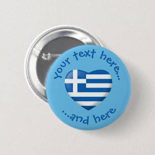 Greek Flag Heart 6 Cm Round Badge