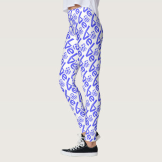 Greek Flag Heart Blue LOVE Tiled Leggings