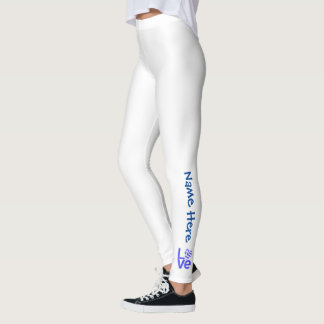 Greek Flag Heart Blue LOVE with Your Name Leggings