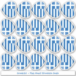 Greek Flag Heart Envelope Seal Stickers