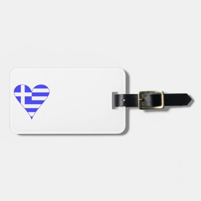 Greek Flag Heart Funky Luggage Tag (Front Horizontal)