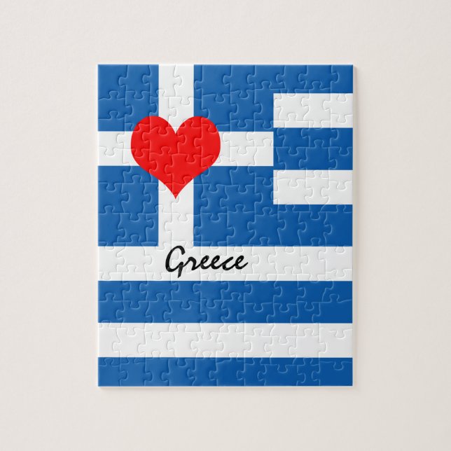 Greek flag & Heart - Greece travel/sports fans Jigsaw Puzzle (Vertical)