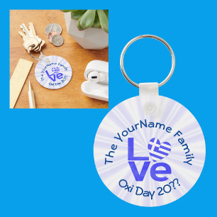 Greek Flag Heart in Blue LOVE Key Ring