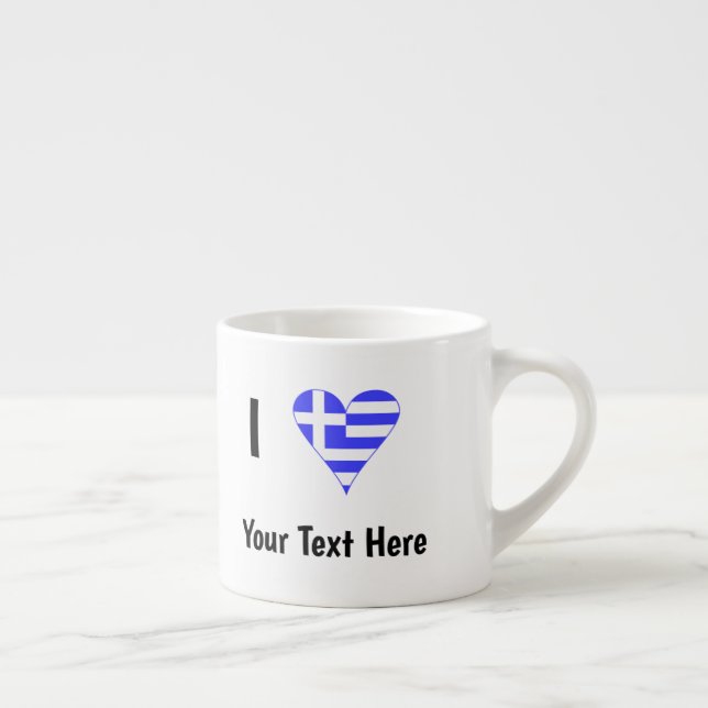 Greek Flag Heart Love Personalised Espresso Cup (Right)