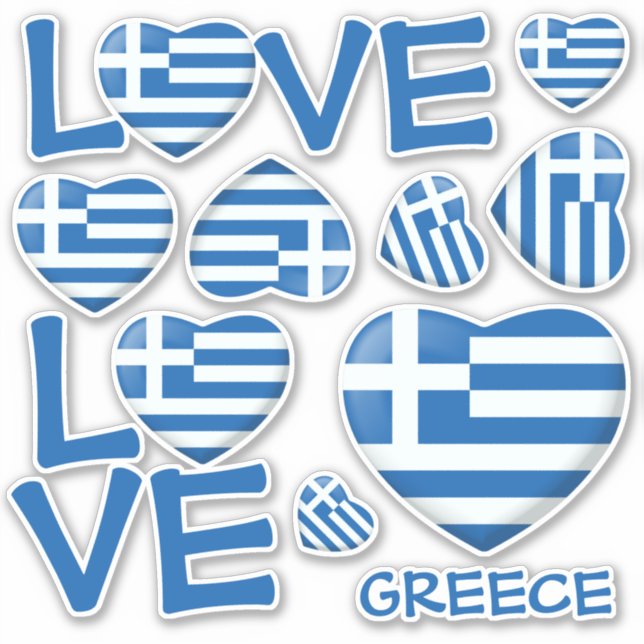 Greek Flag Heart Sticker Set (Front)