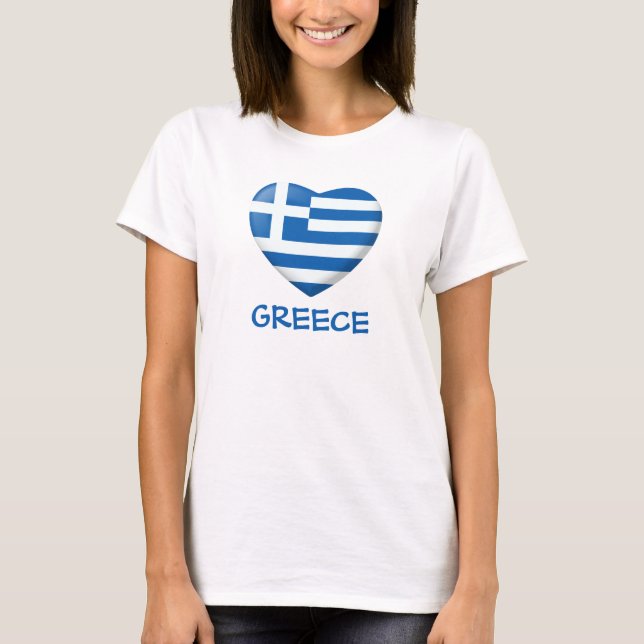 Greek Flag Heart T-Shirt (Front)