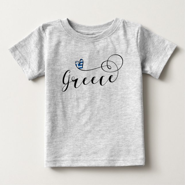 Greek Flag In Heart, Greece Baby T-Shirt (Front)
