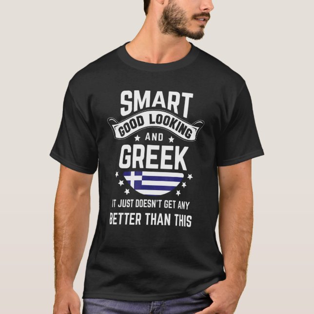 Greek Flag Native Pride  Greece Greek Roots T-Shirt (Front)