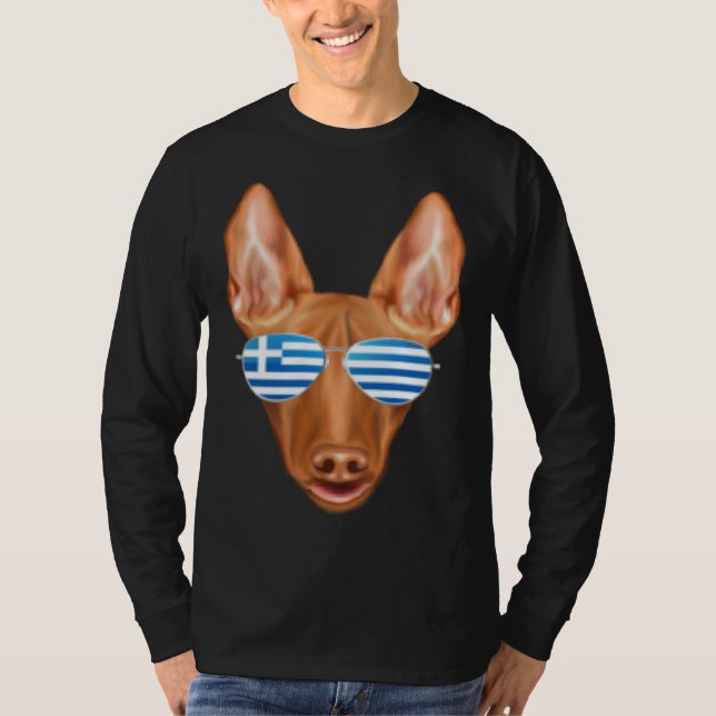Greek Flag Pharaoh Hound Dog Greece Pocket T-Shirt (Front)