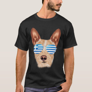 Greek Flag Portuguese Podengo Pequeno Dog Greece P T-Shirt