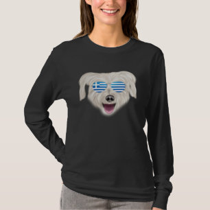 Greek Flag Pyrenean Shepherd Dog Greece Pocket T-Shirt