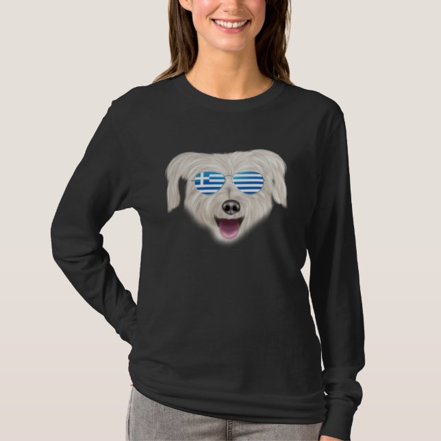 Greek Flag Pyrenean Shepherd Dog Greece Pocket T-Shirt (Front)