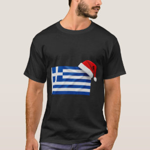 Greek Flag Santa Hat Funny Greece Christmas Holida T-Shirt