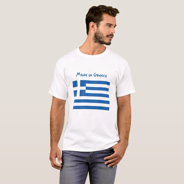 Greek flag T-Shirt with 'Made in Greece' (Front Full)