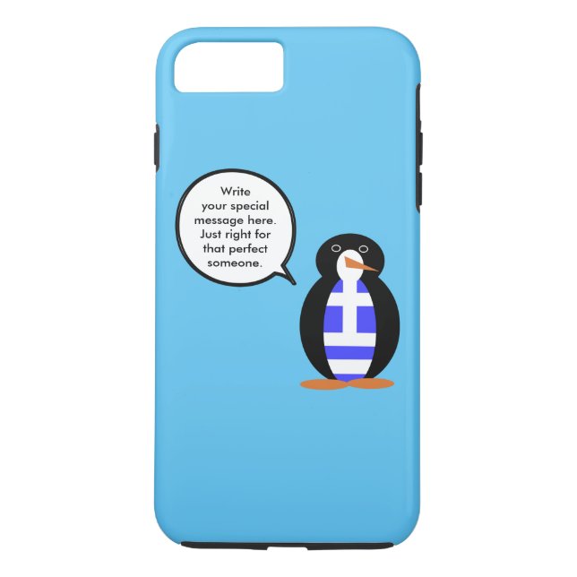Greek Flag Talking Ms Penguin Personalised Case-Mate iPhone Case (Back)