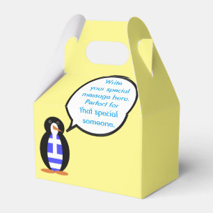 Greek Flag Talking Ms Penguin Personalised Favour Box
