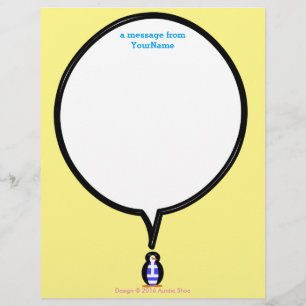Greek Flag Talking Ms. Penguin Stationery