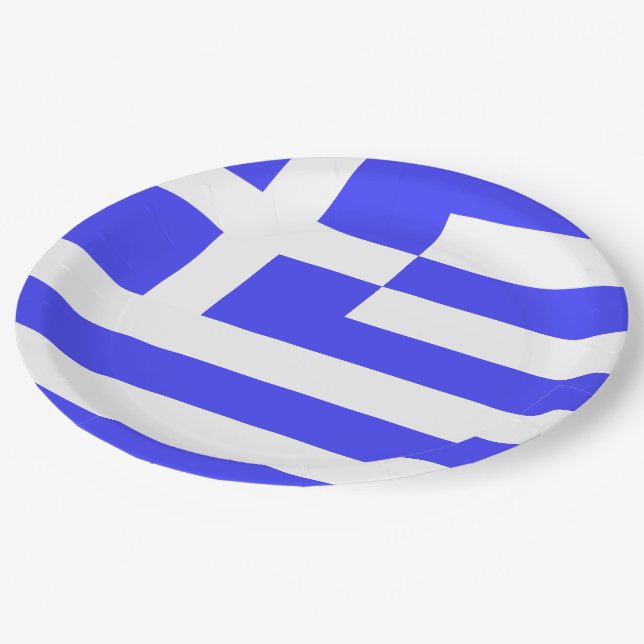 Greek Flag Total Paper Plate (Angled)