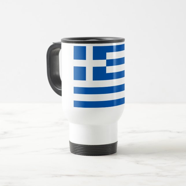 Greek Flag Travel Mug (Front Left)