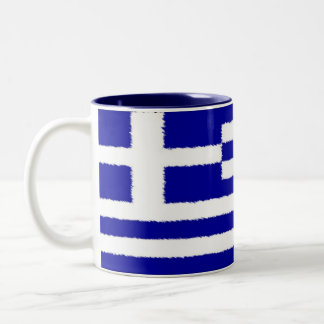 Greek Flag Two-Tone Coffee Mug