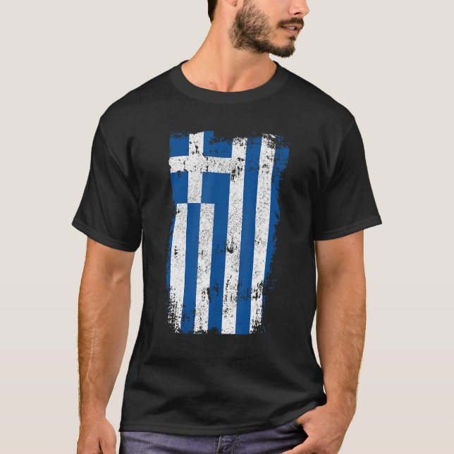 Greek Flag Vintage Pride Greece T-Shirt (Front)
