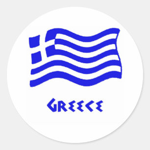 Greek Flag (Waving) Classic Round Sticker