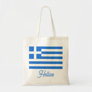 Greek Flag with Hellas Customisable Text Tote Bag