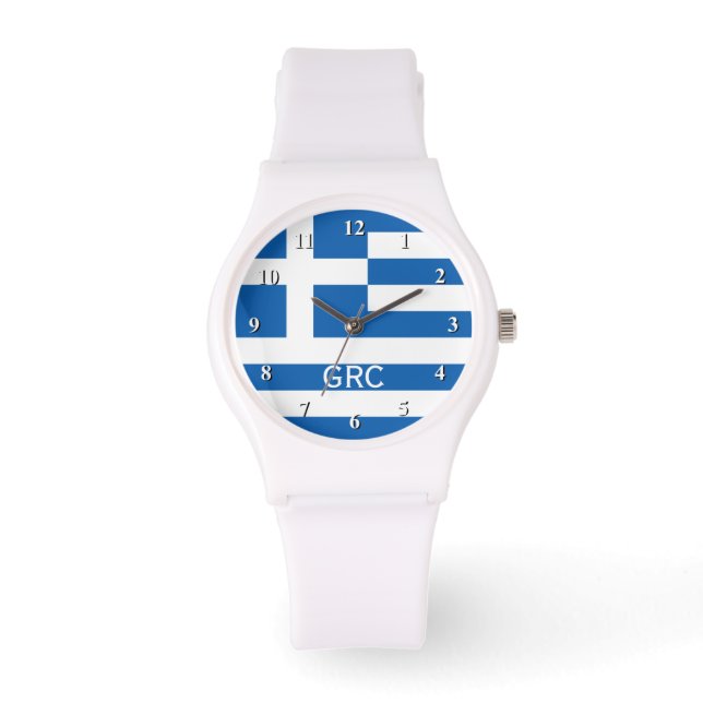 Greek flag wrist watch for men and women (Front)