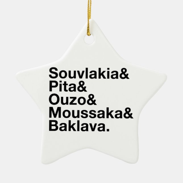 Greek Food Ampersand Ceramic Tree Decoration (Front)