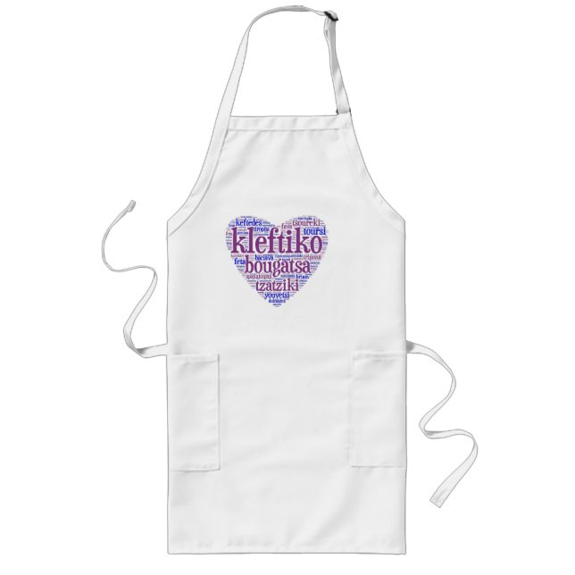 Greek Food Long Apron (Front)