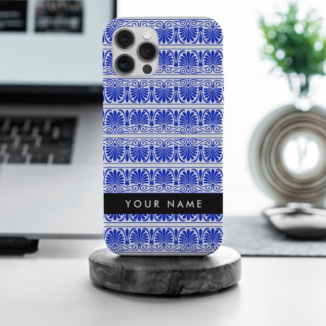 Greek Fret Arabesque Blue, Your Name, Personalise Case-Mate iPhone Case (Creator Uploaded)