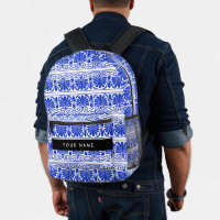 Greek Fret Arabesque Blue, Your Name, Personalise