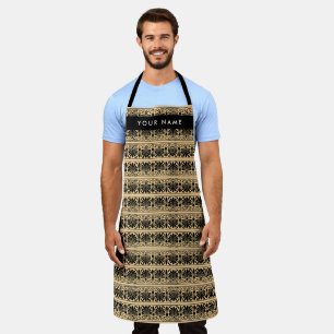 Greek Fret Arabesque Brown, Your Name, Personalise Apron